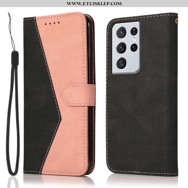Etui Folio do Samsung Galaxy S21 Ultra 5G Dwukolorowa Trójkątna Sztuczna Skóra